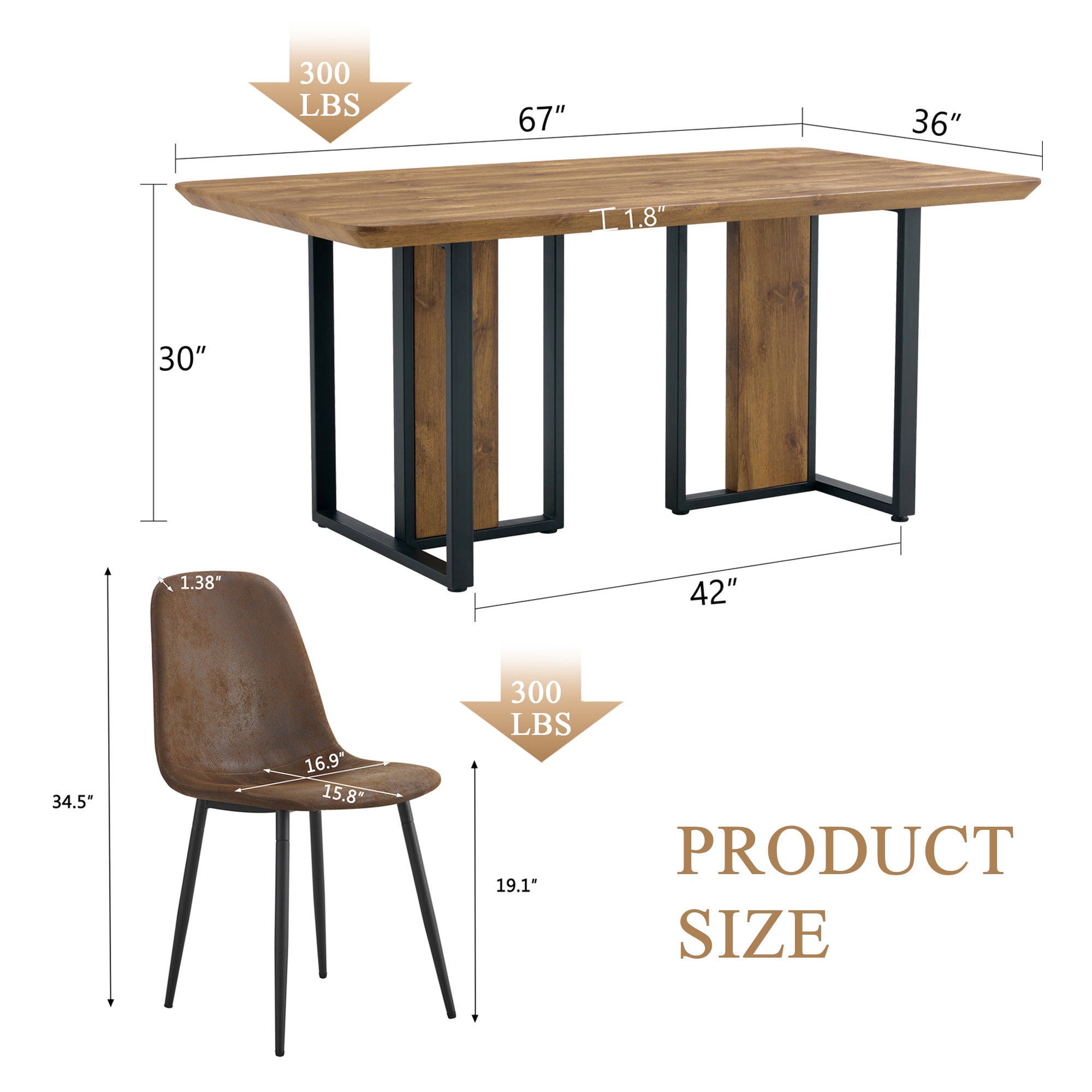 70" Dining Table Set w/ 4 Chairs