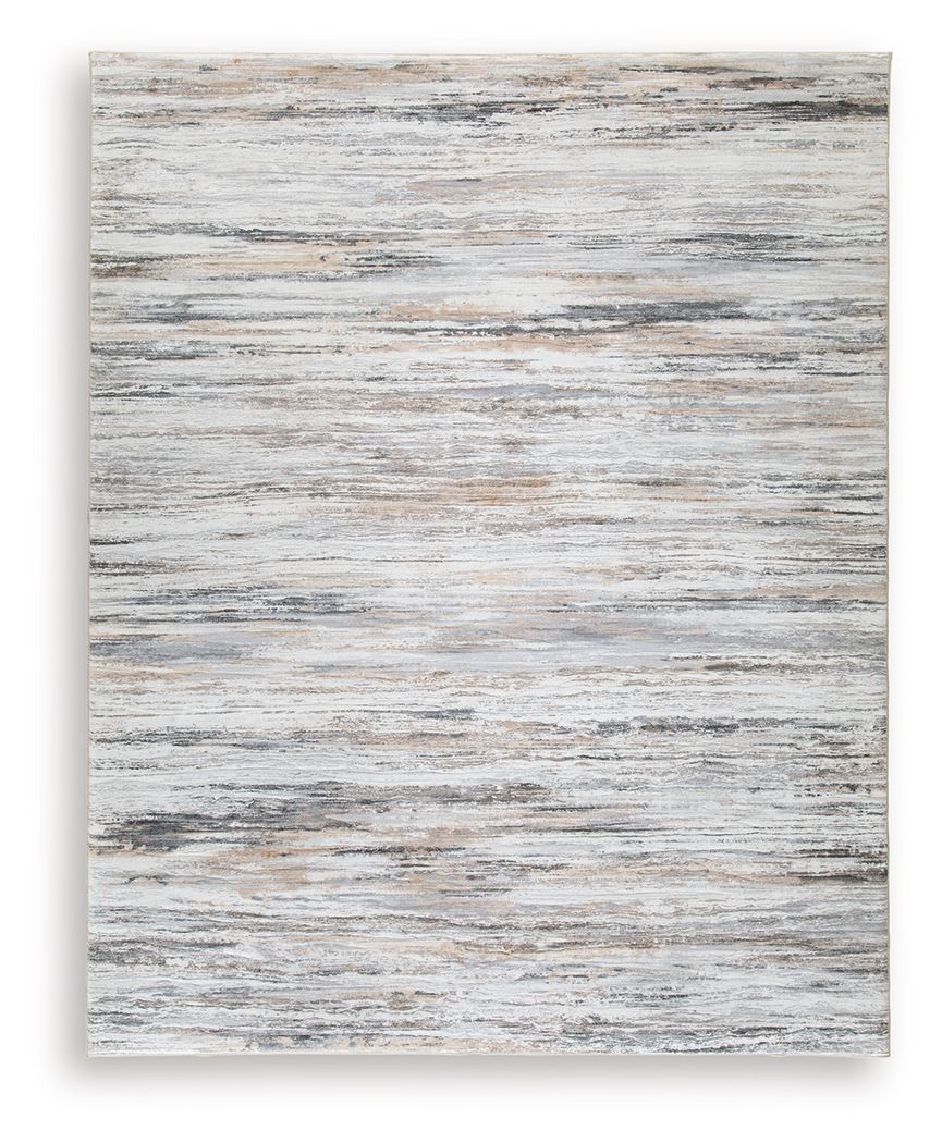 Nace rug with light cream and gray distressed stripe pattern