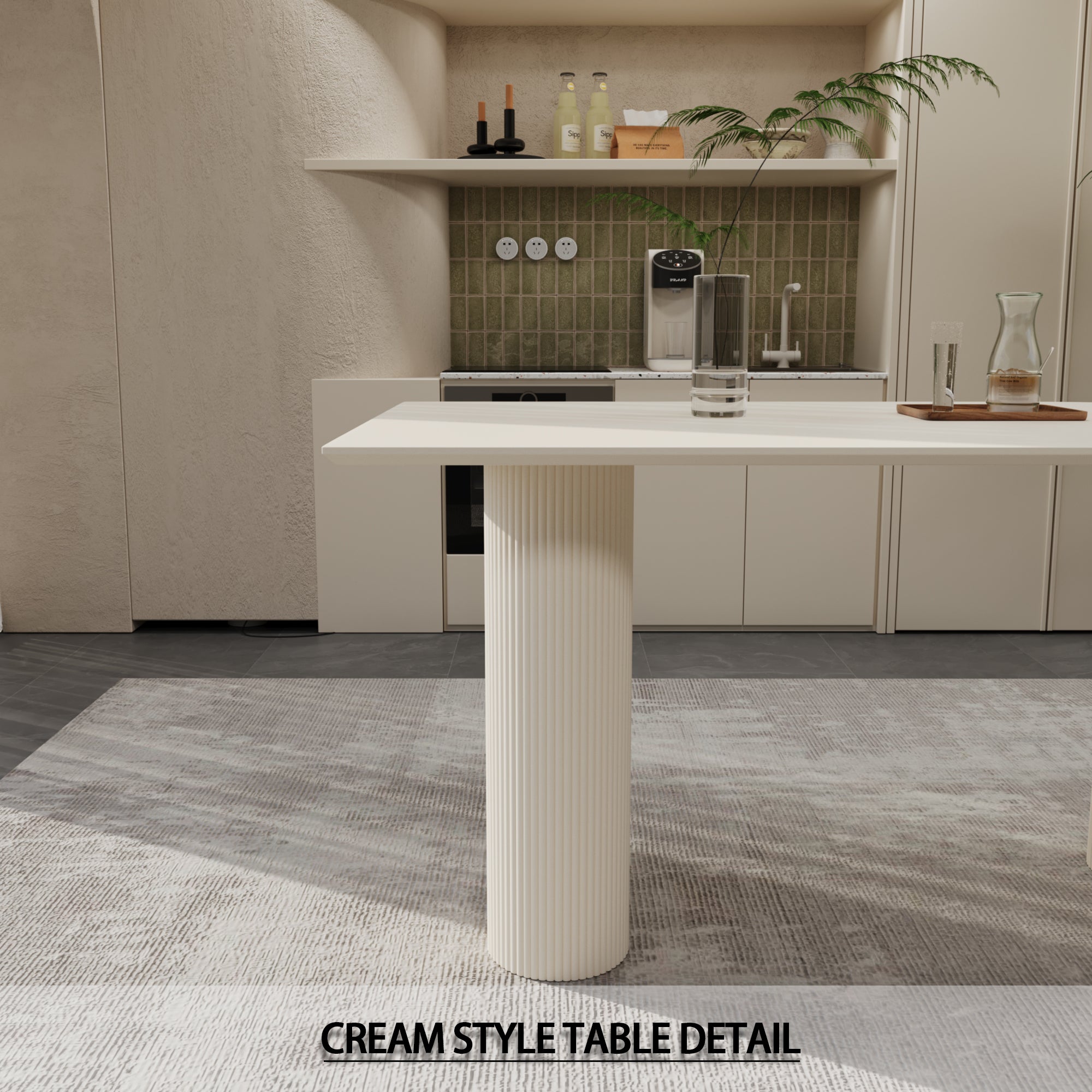 Modern Cream Dining Table & 4 Chairs Set - 63"