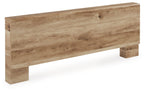 Tan full panel footboard with rectangular wood panel and end legs