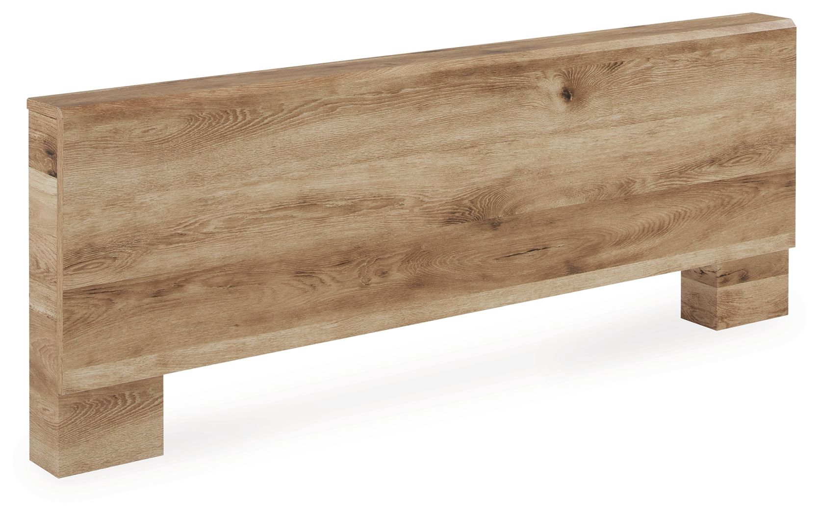 Tan full panel footboard with rectangular wood panel and end legs