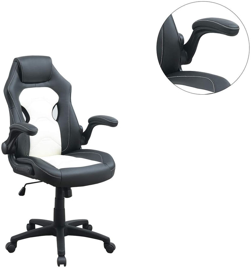 Black & White Upholstered Office Chair | Gaming & Work Comfort