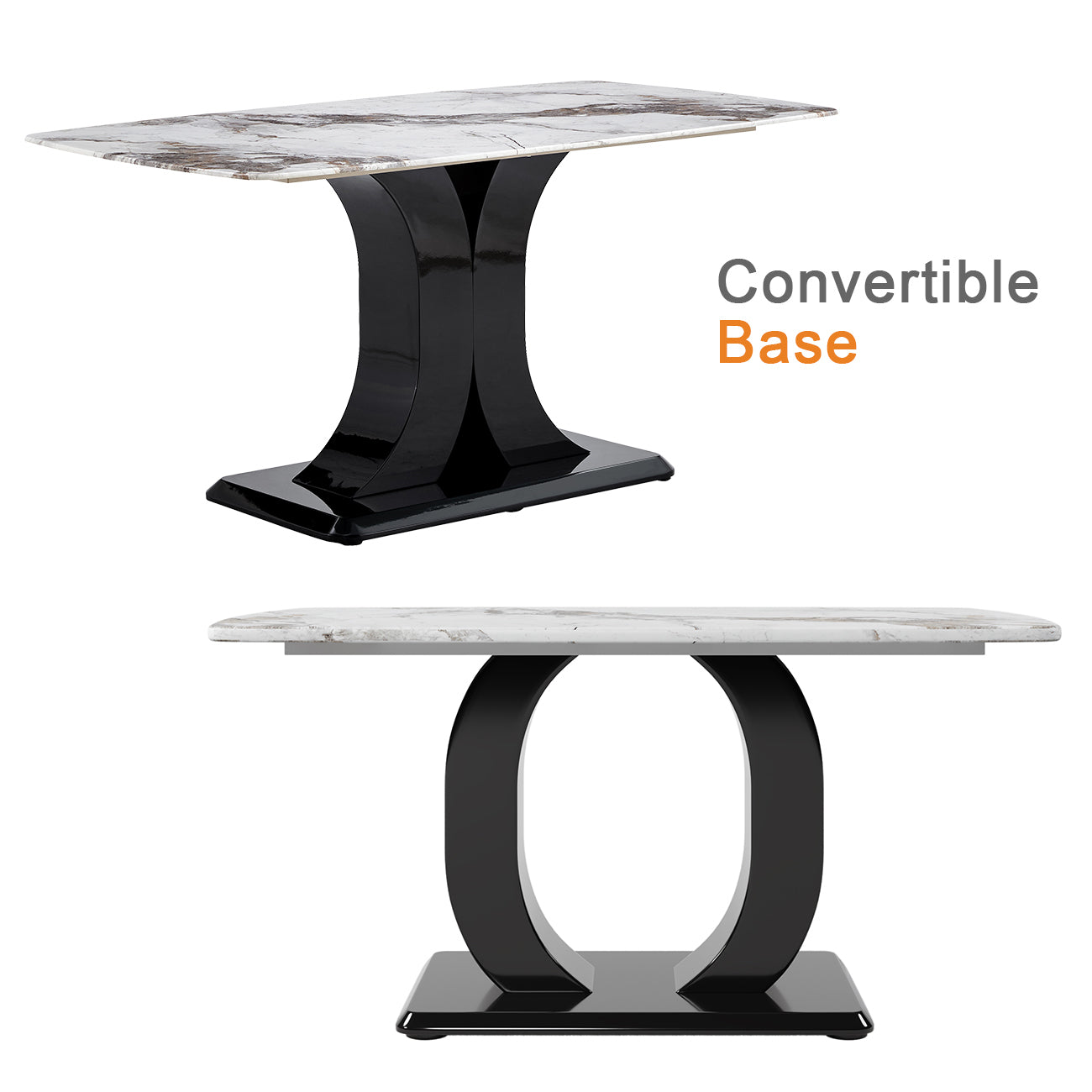 Faux Marble Dining Table Set w/ 6 Chairs