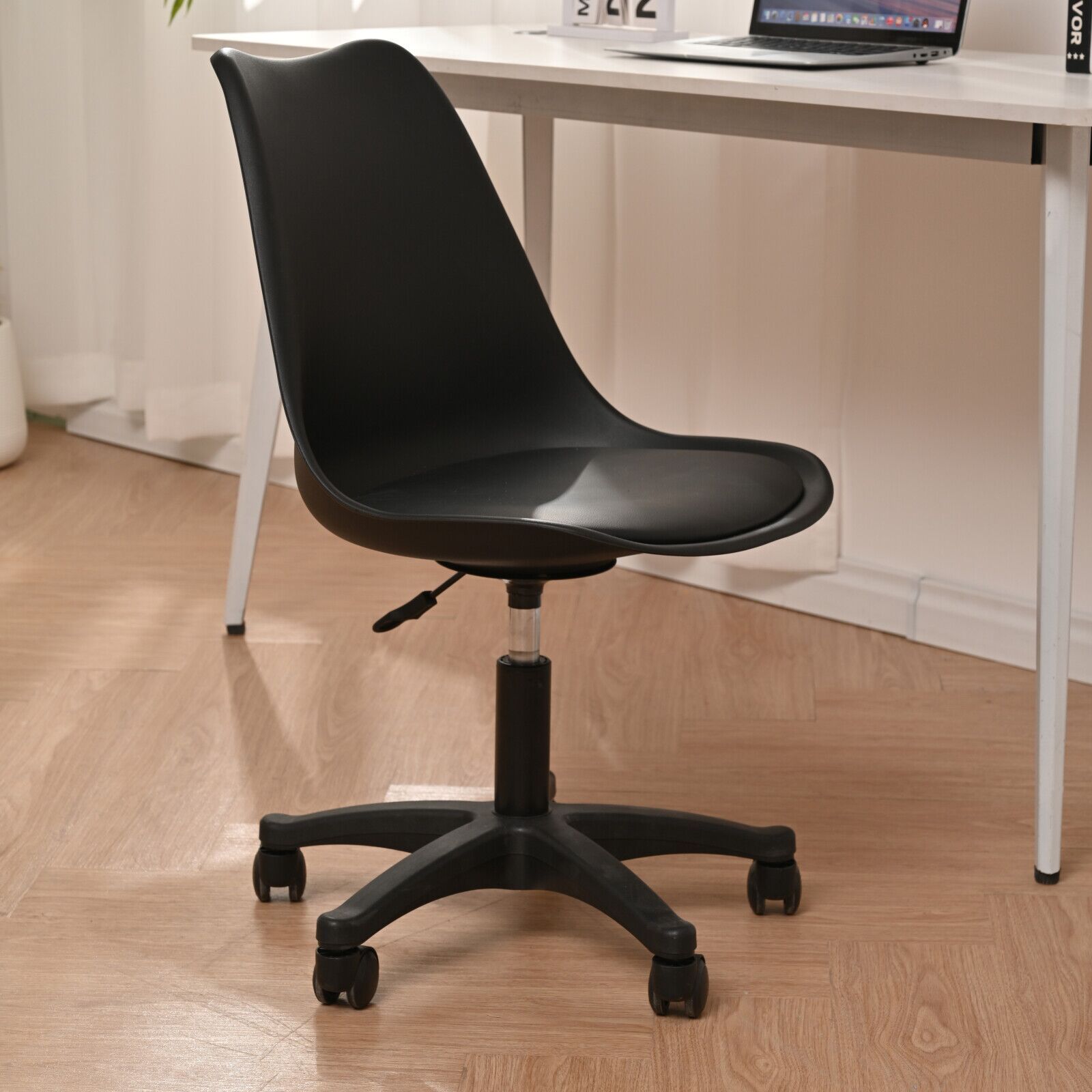 Black PP Adjustable Height Office Chair w/ Wheels