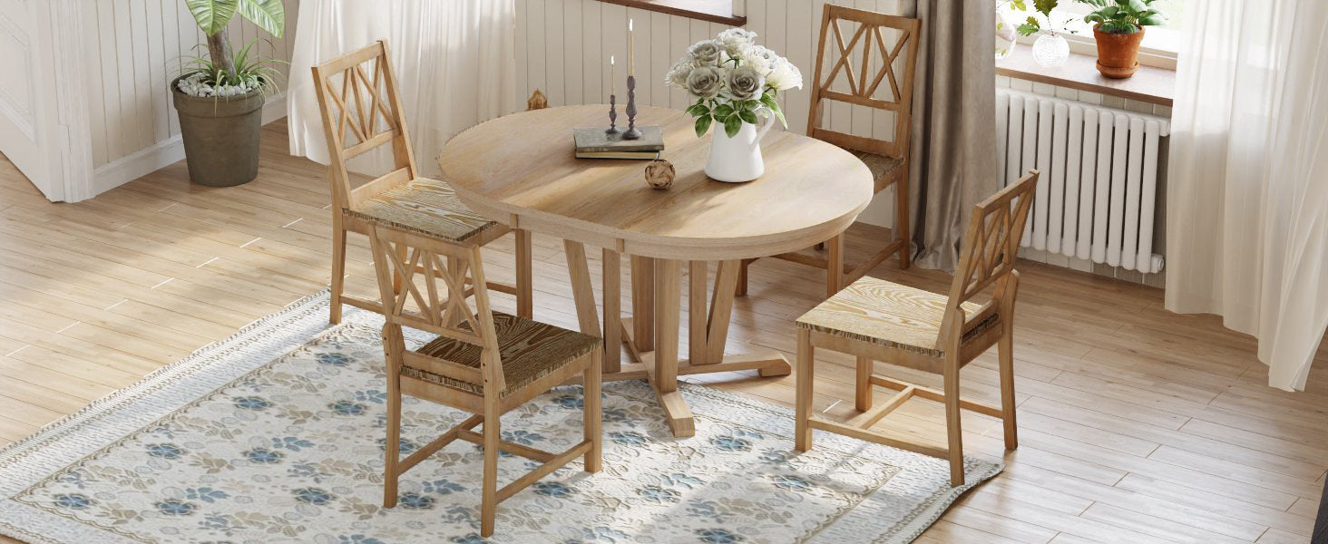 Rustic 5-Piece Round Dining Set