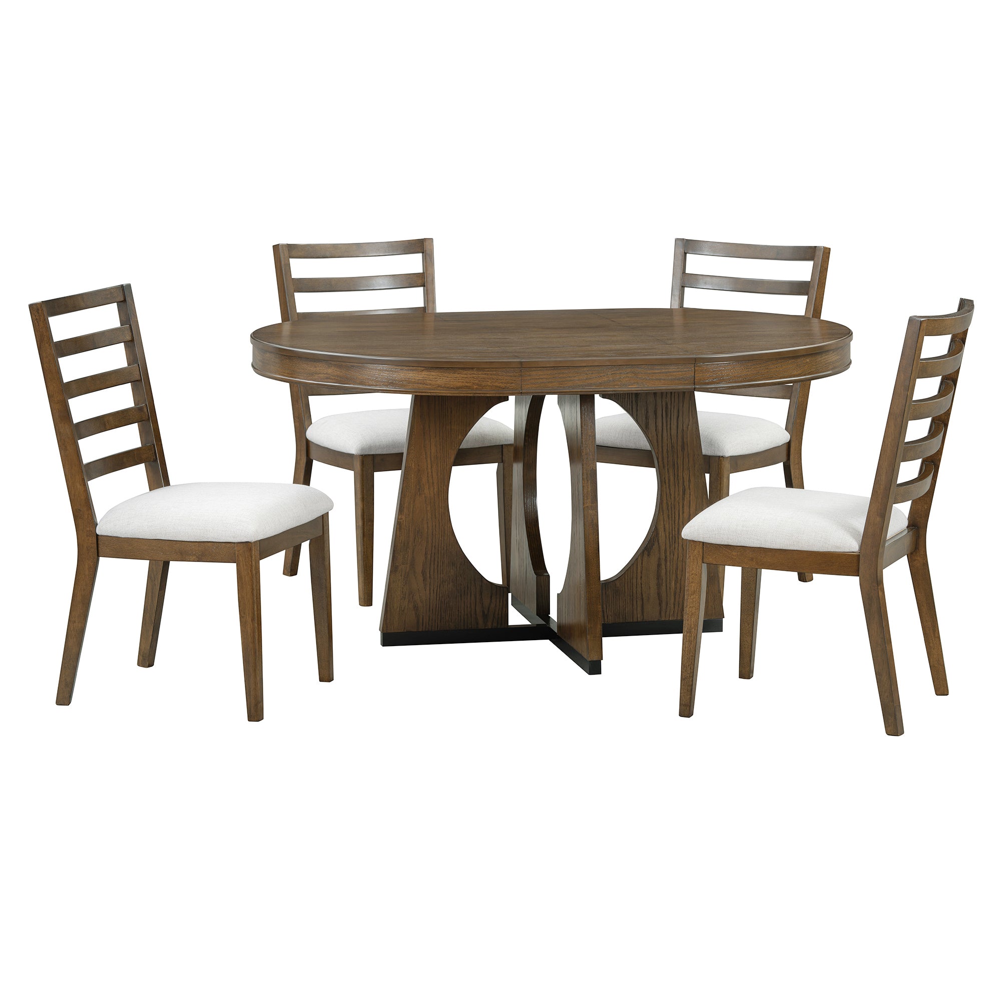 5-Pc Retro Rustic Dining Set (Walnut)