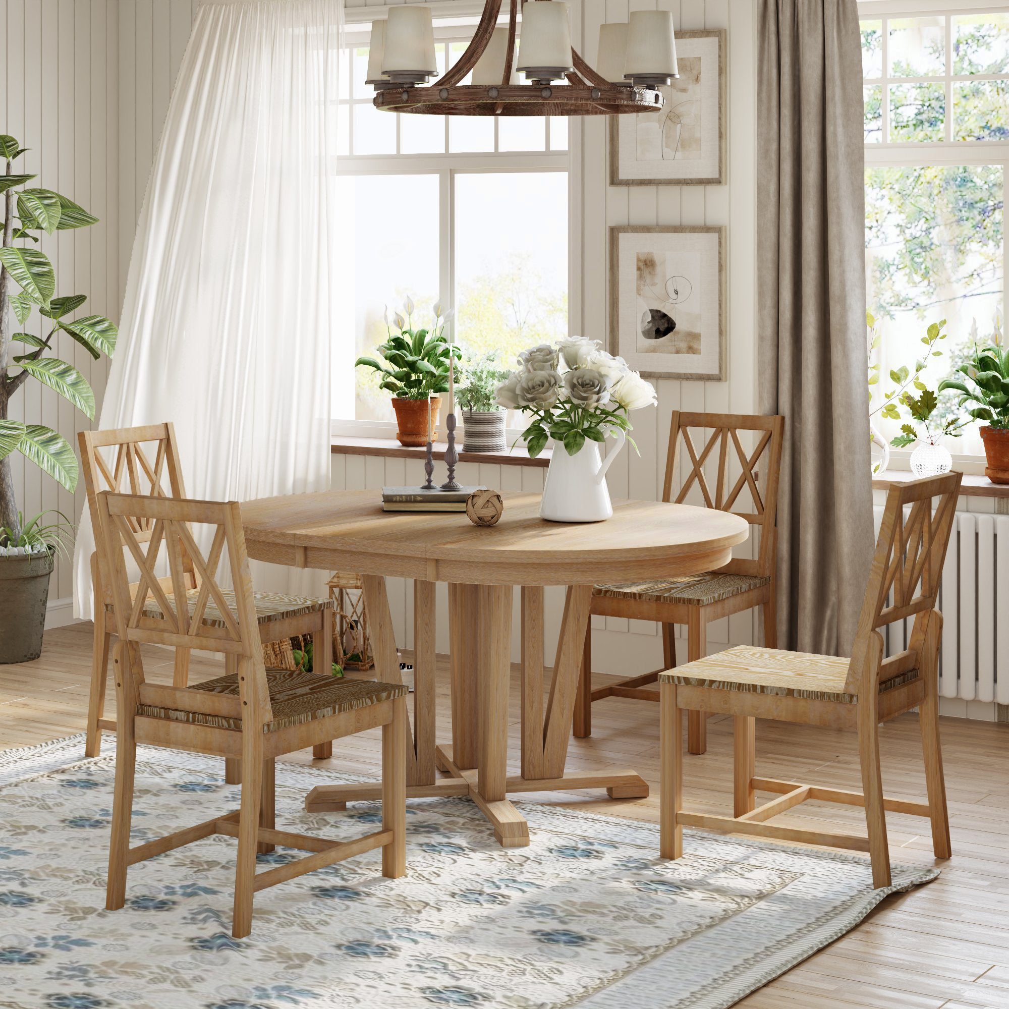 Rustic 5-Piece Round Dining Set