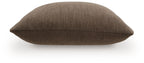 Brockbert pillow, light brown fabric with curved seam and piped edge