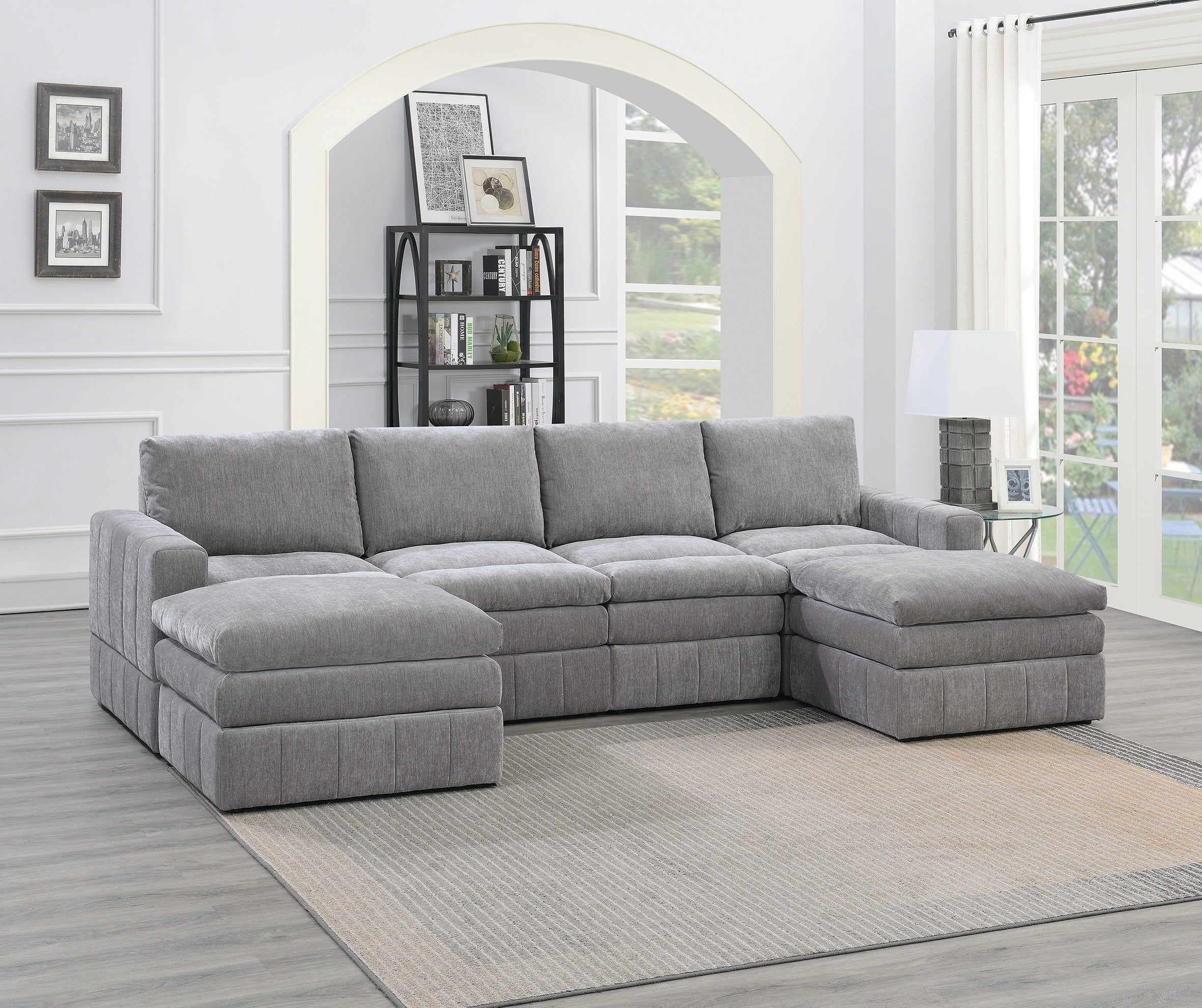 Contemporary Granite Morgan 6pc Modular Sectional Sofa