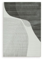 Winderburg rug in dark gray with wavy stripe pattern, square view