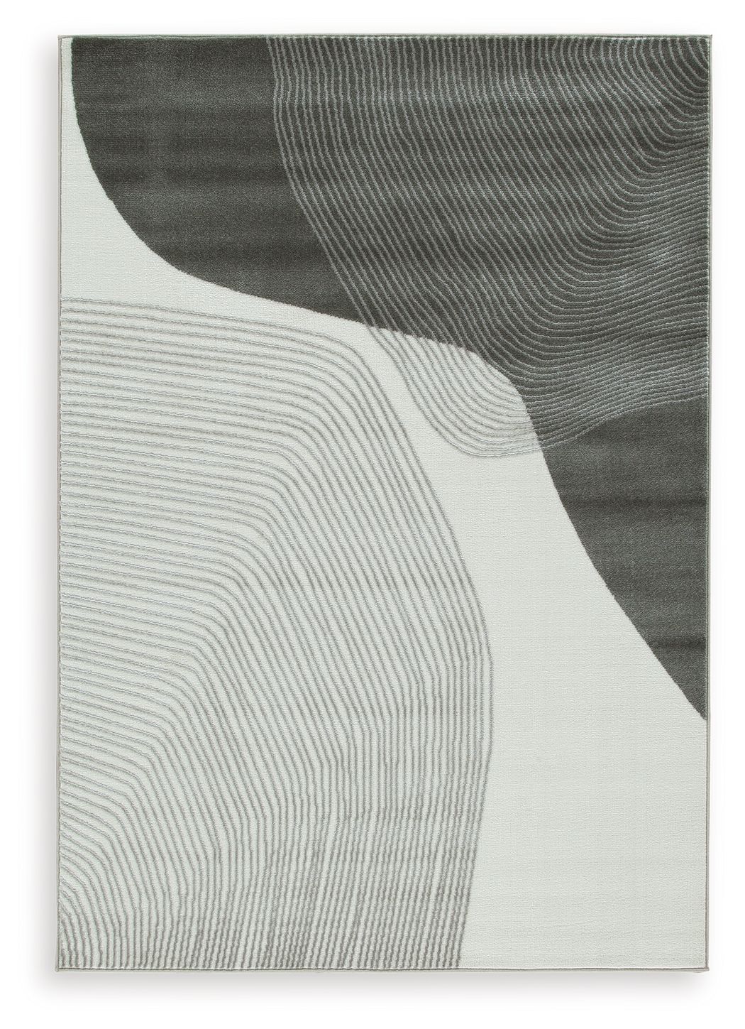Winderburg rug in dark gray with wavy stripe pattern, square view