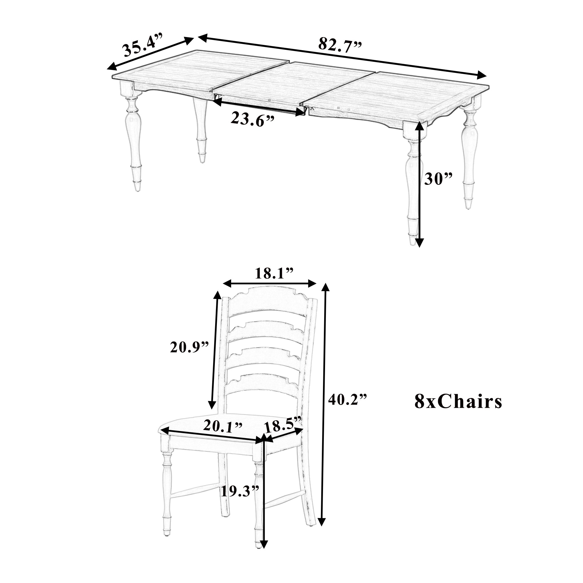9-Pc. Extendable Dining Set, Brown/Cream