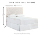 Whitewash queen panel headboard with upholstered white bed frame and side rails