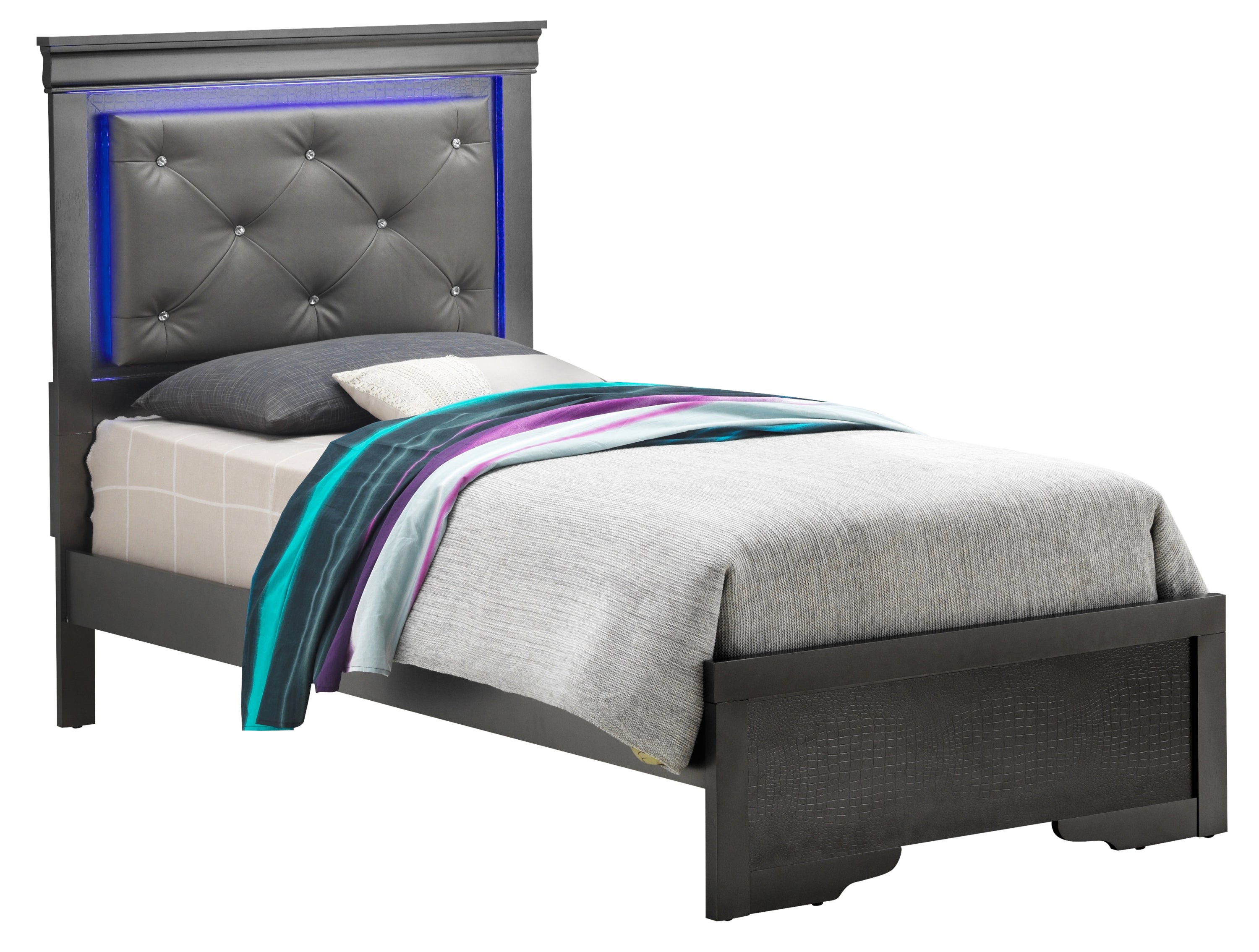 Lorana G6502C-TB3 Twin Bed Frame - Metallic Black
