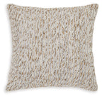 Abler beige textured pillow with speckled woven fabric and stitched edges