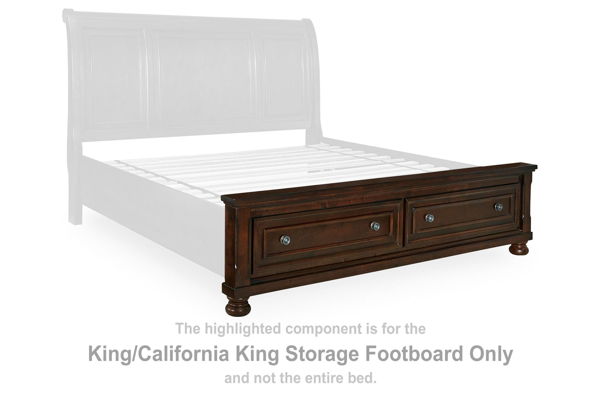 Rustic brown storage footboard with two drawers