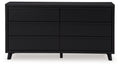 Danziar - Black - Six Drawer Dresser