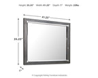 Gray rectangular bedroom mirror, 35.25" high, 41.25" wide