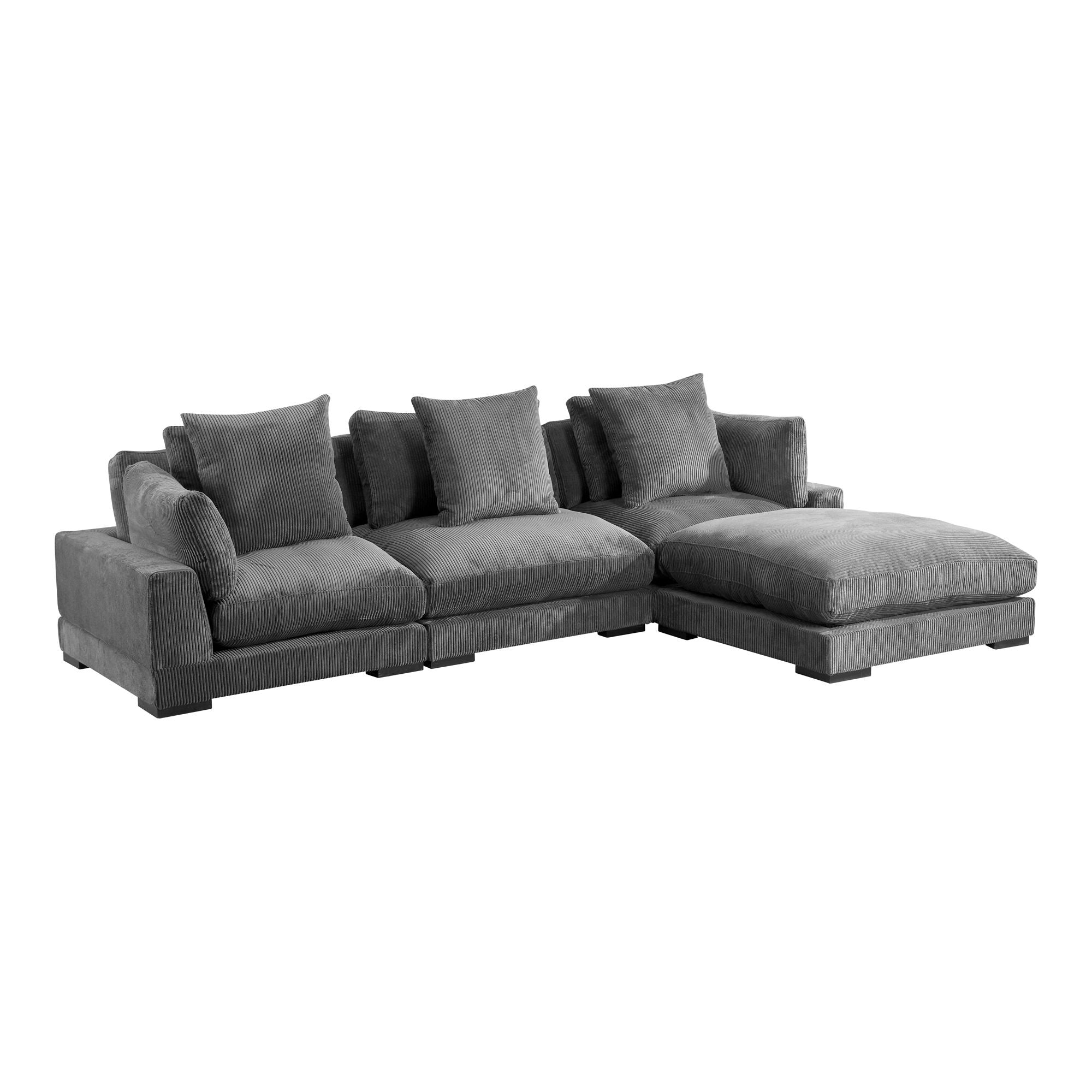 Tumble Gray Modular Sectional - Cozy Corduroy-Stationary Sectionals-American Furniture Outlet