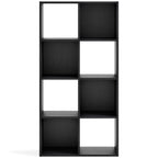 Black 8-cube organizer with open square compartments and grid frame