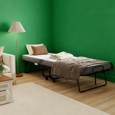 Adult Single Folding Bed with Memory Foam Mattress, Portable Steel Frame