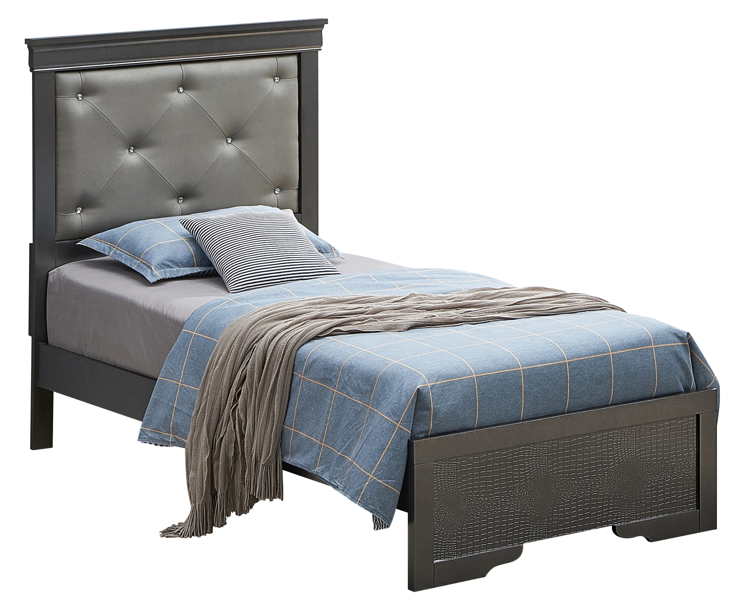 Sleek Metallic Black Twin Bed Frame - Modern Metal Design