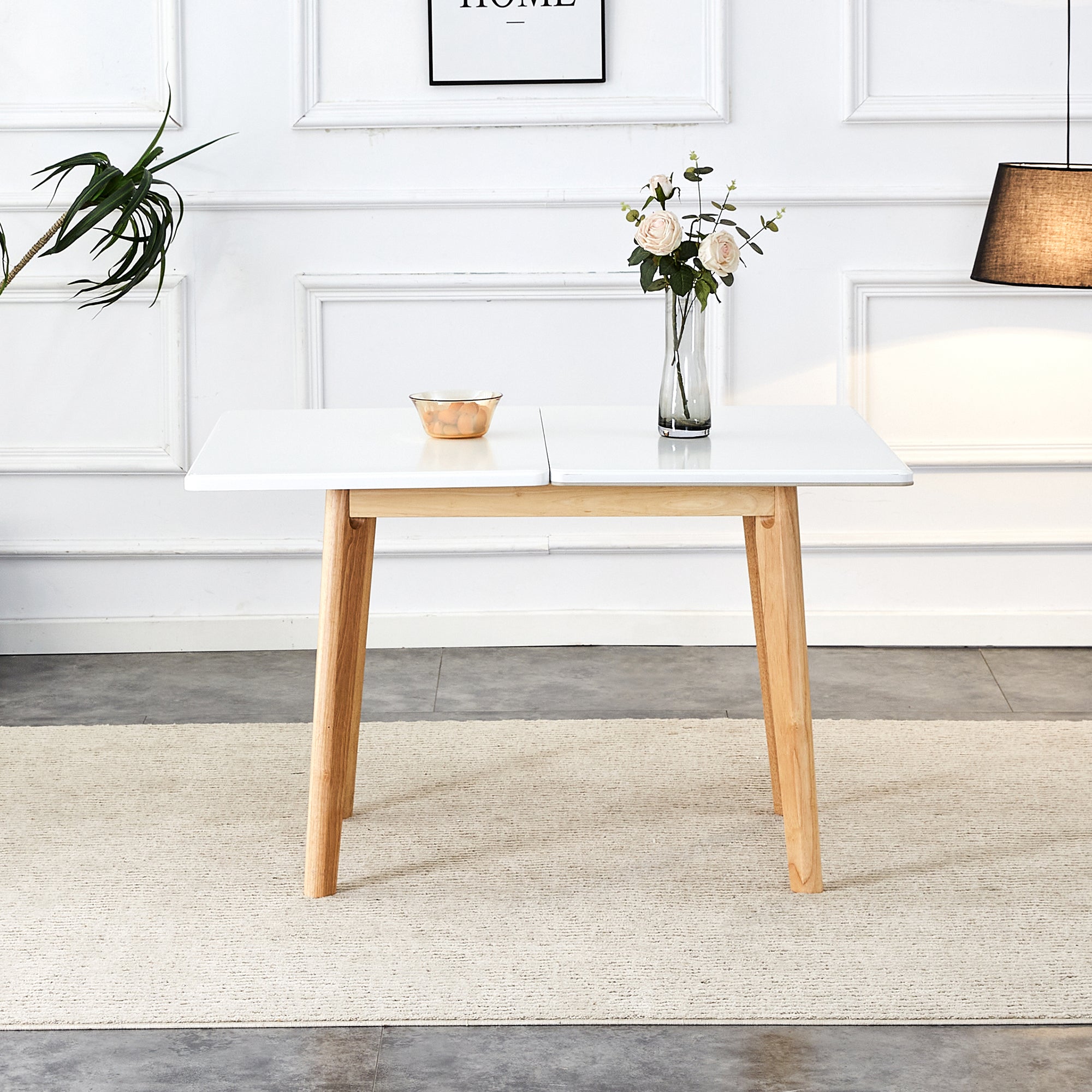 Foldable Sintered Stone Table - Rubber Wood Legs