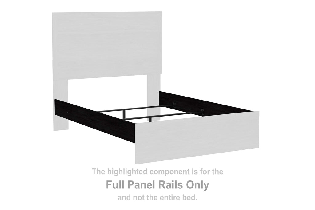 Charcoal full panel rails with slotted crossbar for bed frame