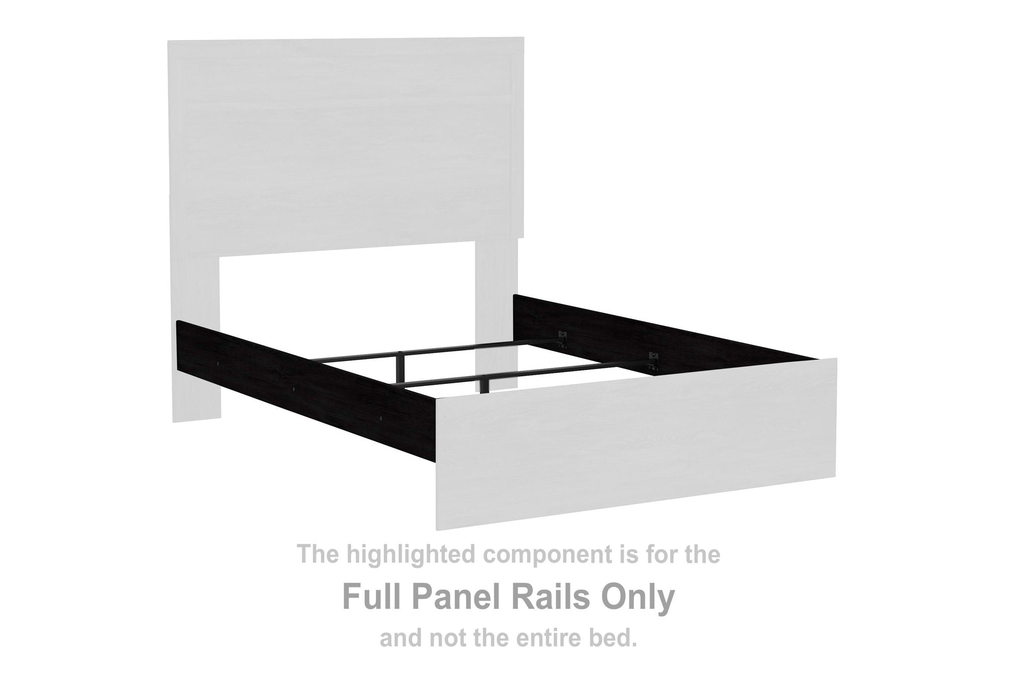 Charcoal full panel rails with slotted crossbar for bed frame