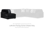 Left-arm corner chaise section with onyx ribbed upholstery and low ottoman back