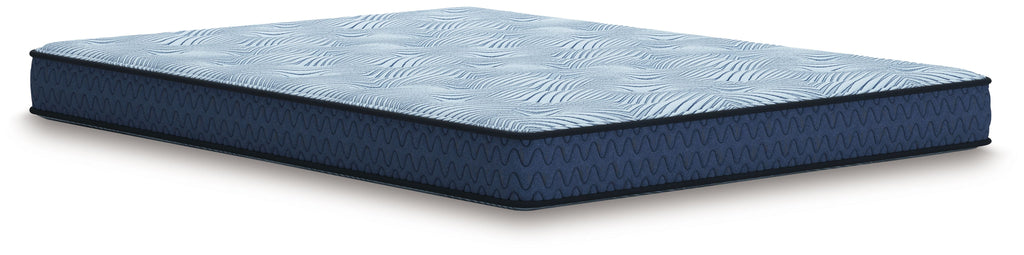 Blue quilted mattress with dark blue side border
