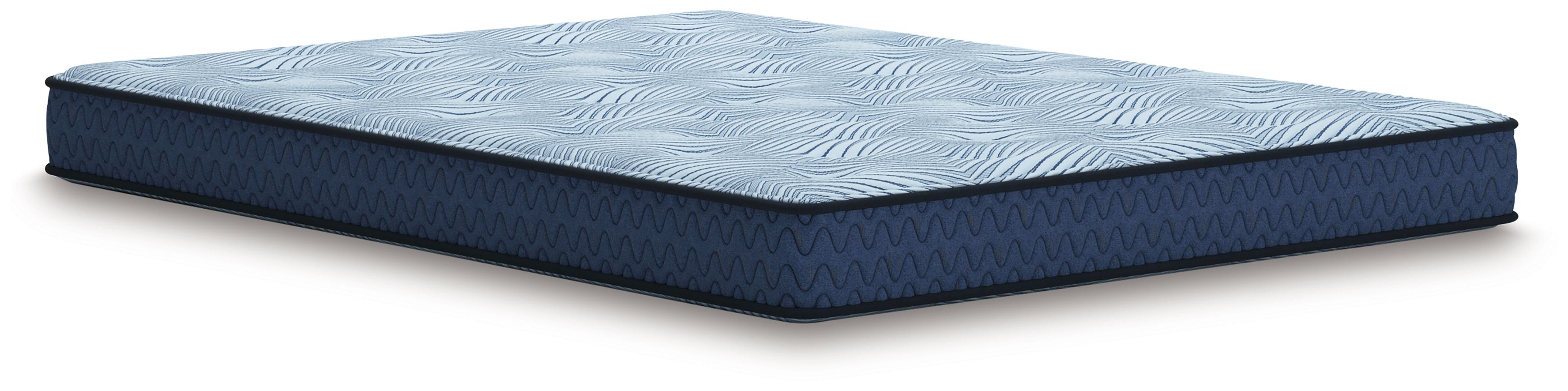 Blue quilted mattress with dark blue side border