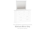 Rectangular white bedroom mirror with raised wood frame