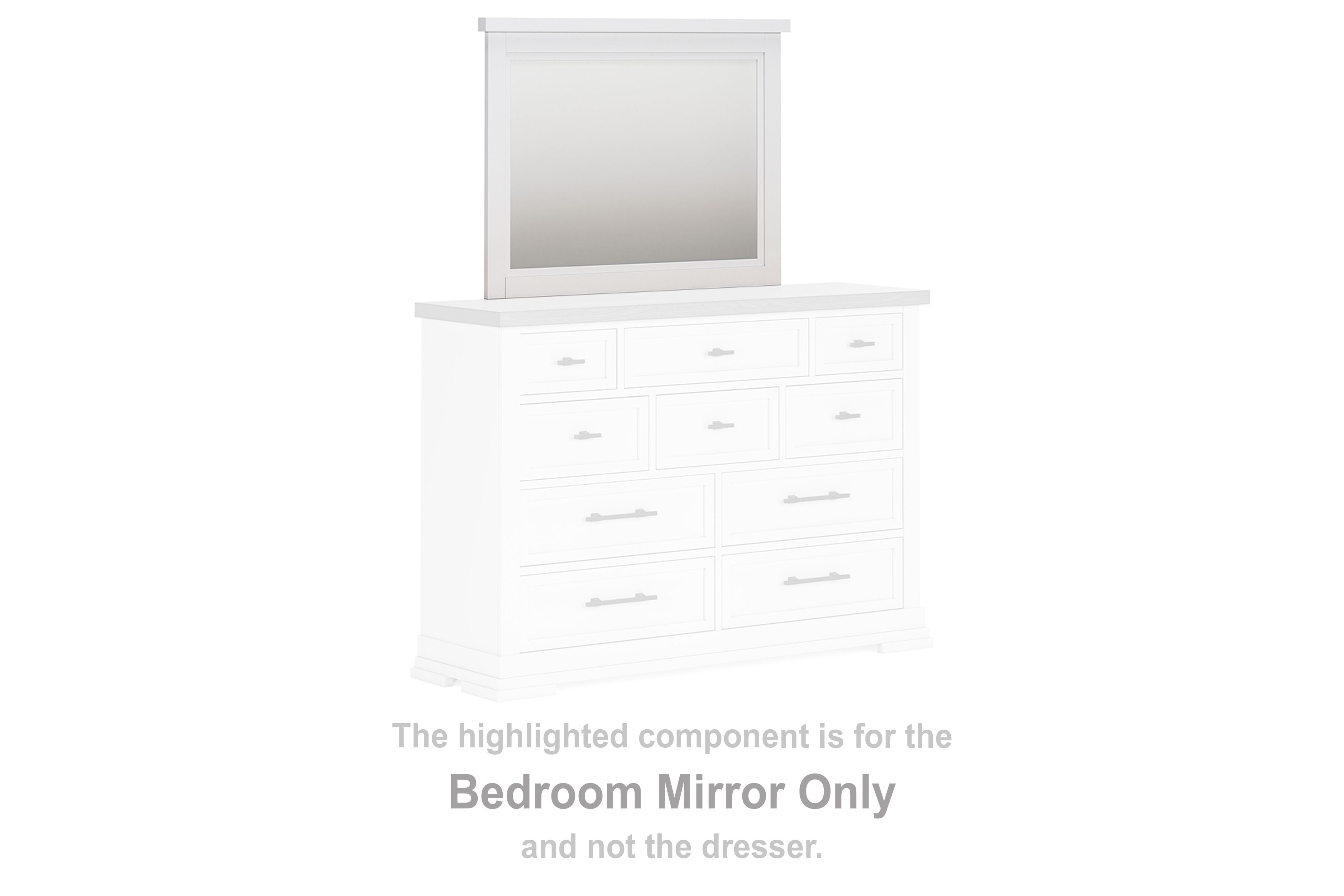Rectangular white bedroom mirror with raised wood frame