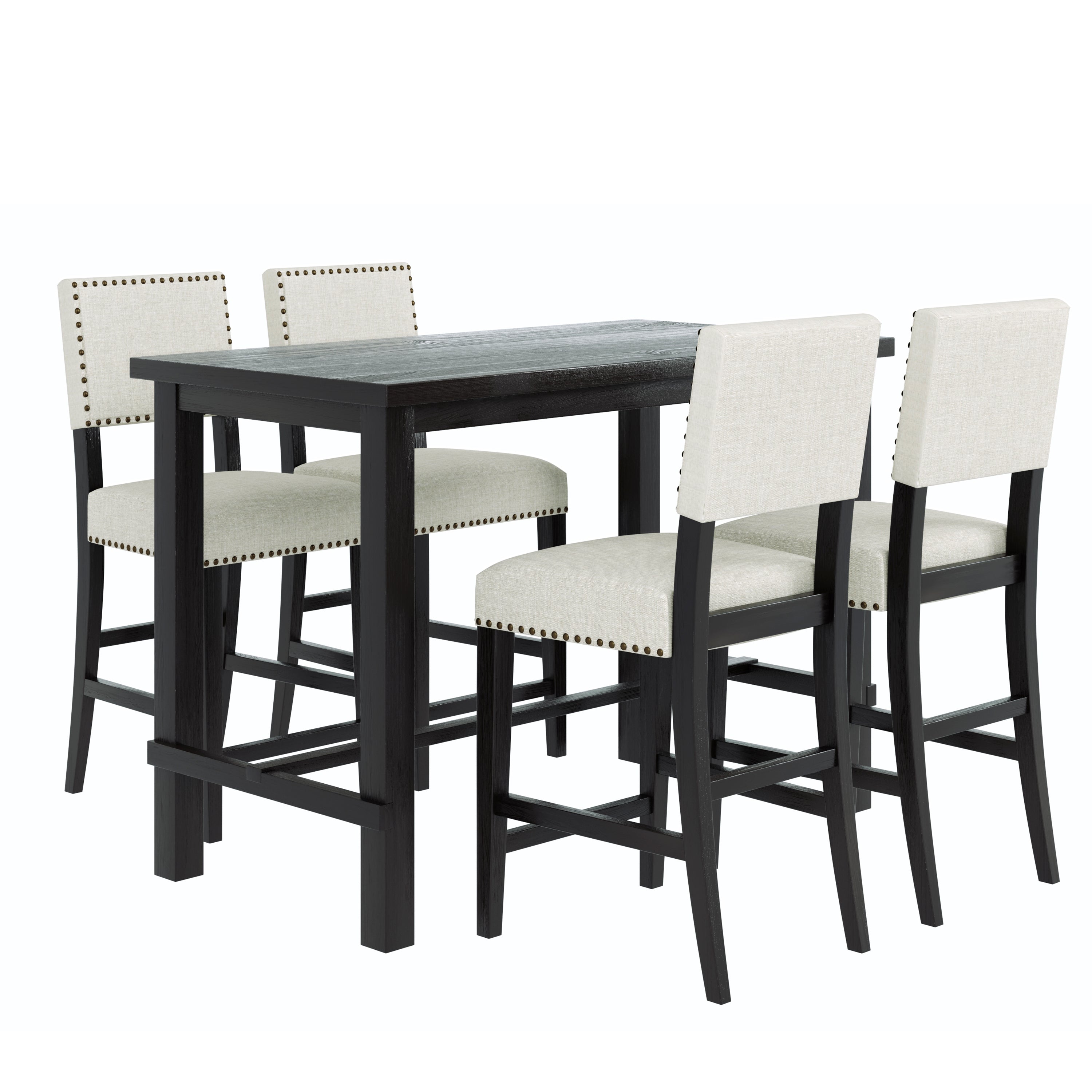 5-Pc Counter Height Dining Set, Espresso/Beige