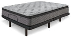 Gray quilted firm mattress with black sides and support legs