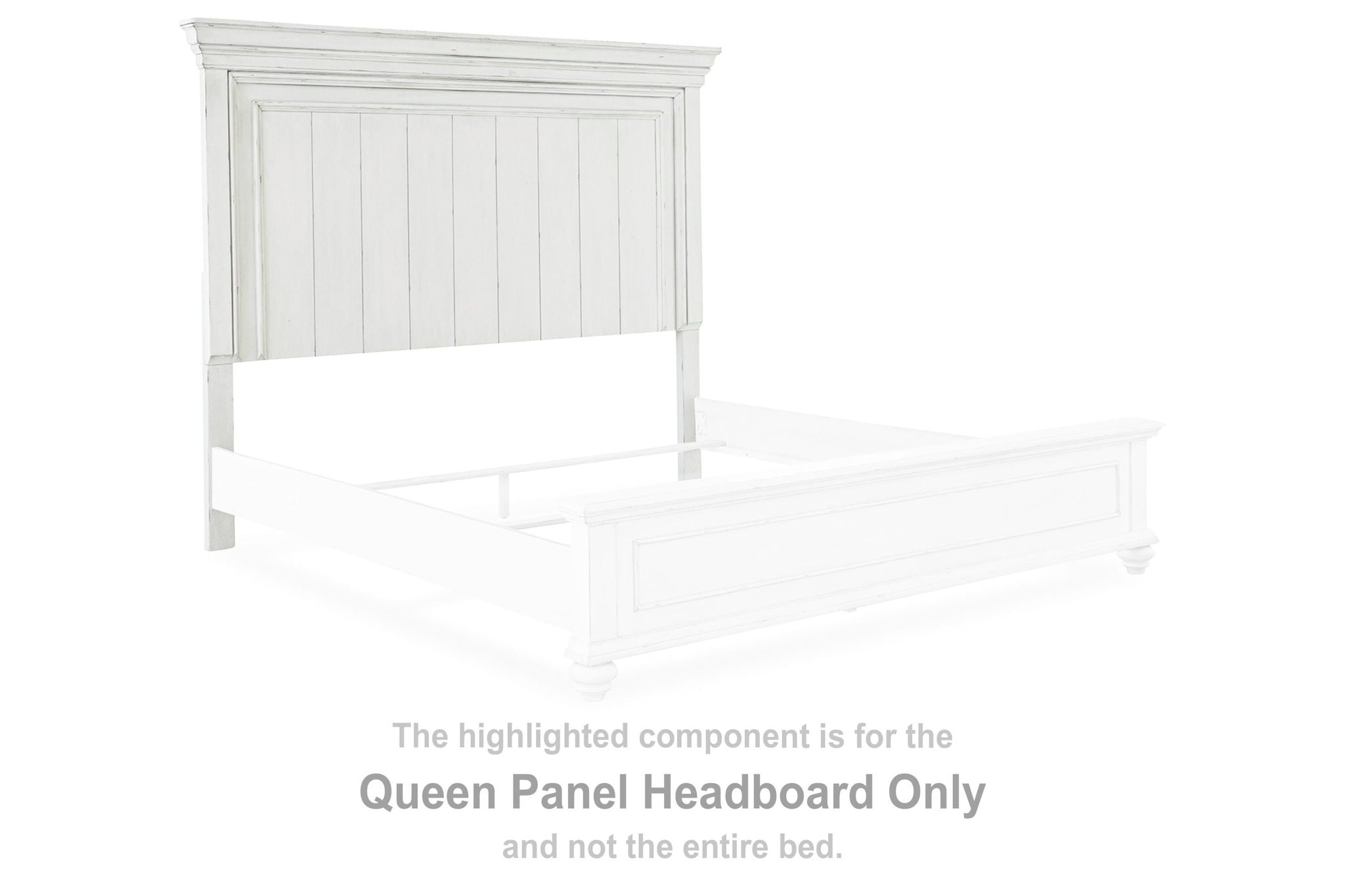 Queen panel headboard in whitewash finish with vertical inset panels