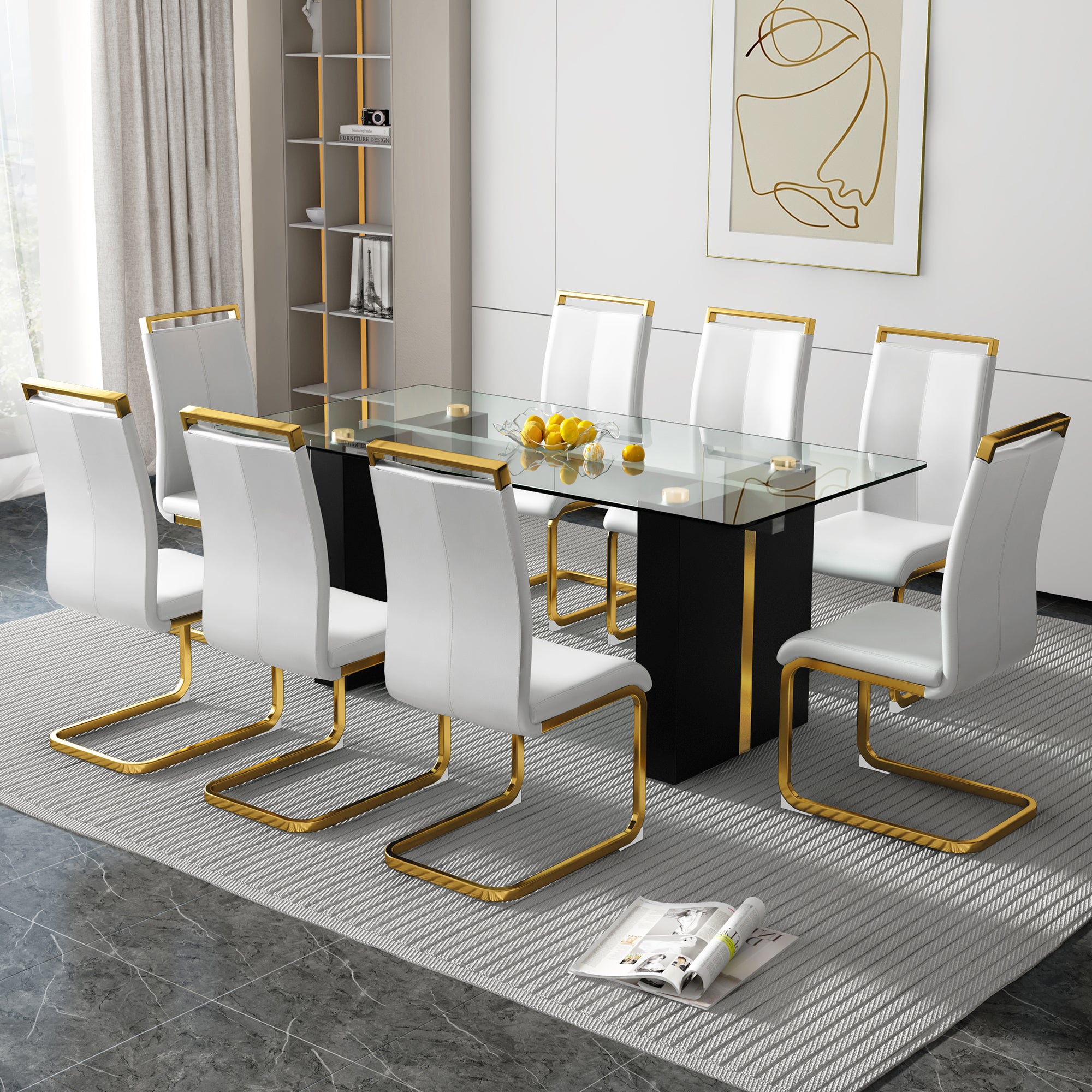 Modern Glass Dining Table Set (6-8 Chairs)