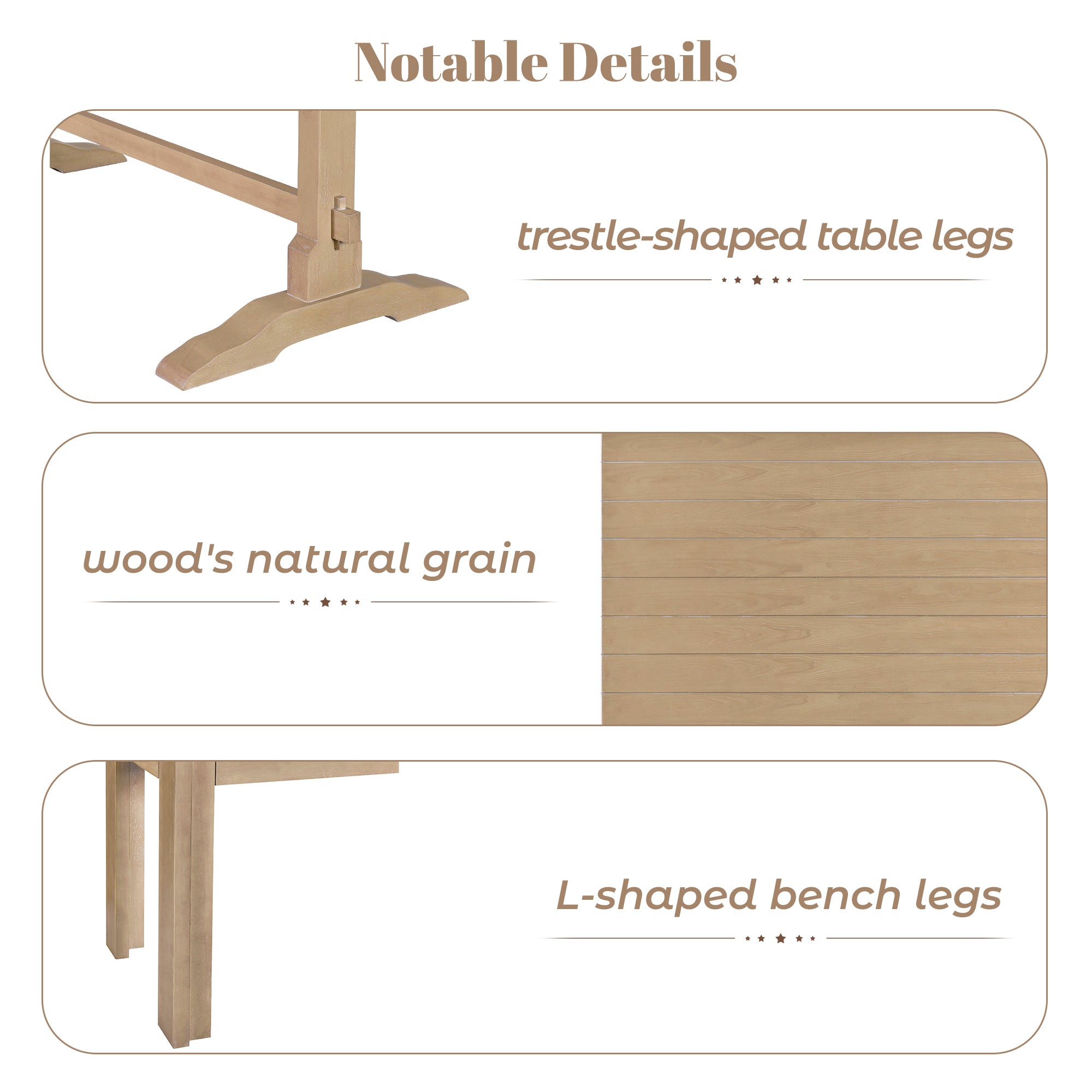 Retro 3-Piece Dining Set (Natural Wood)