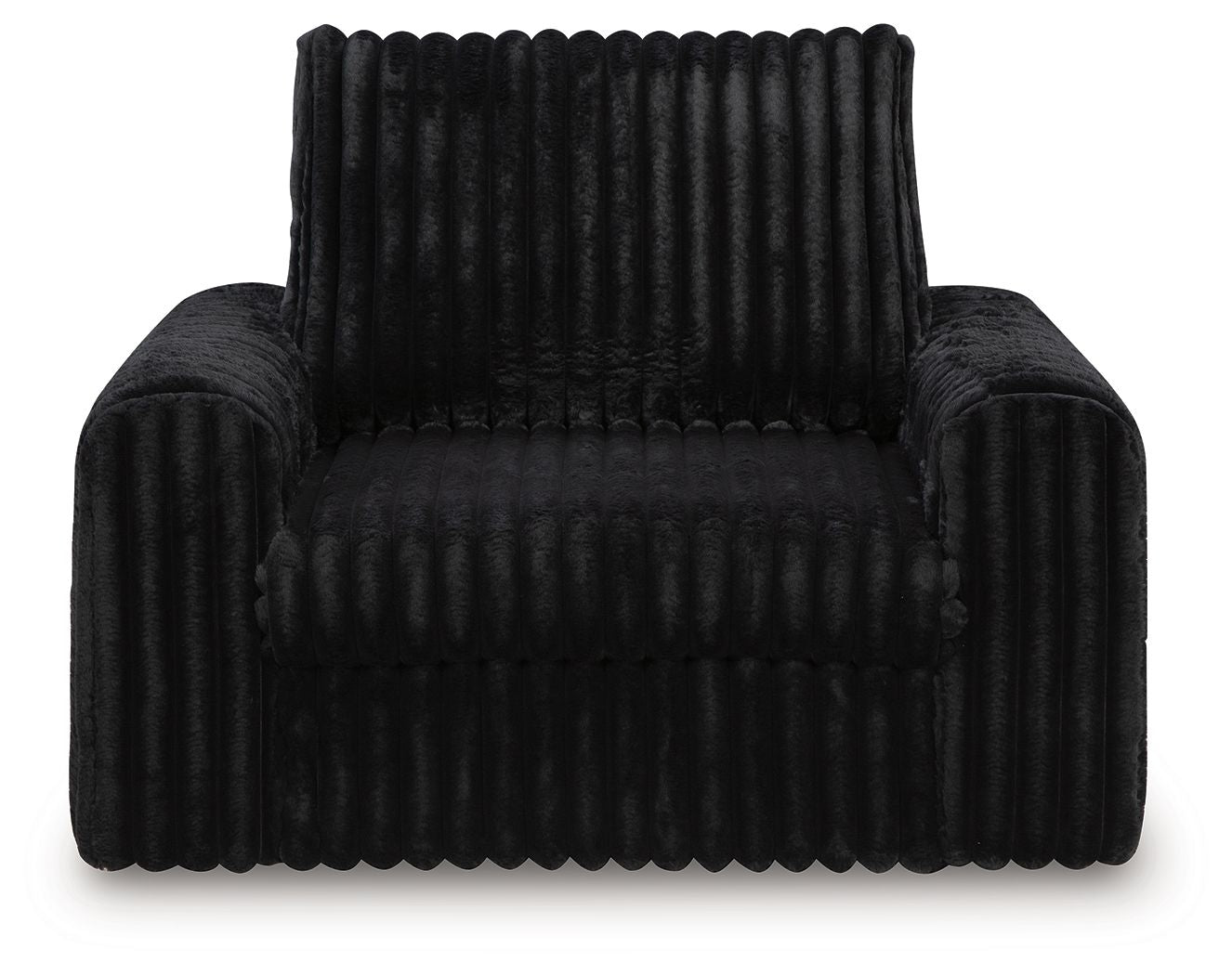 Onyx corduroy power gliding chaise with tufted seat and tall backrest.