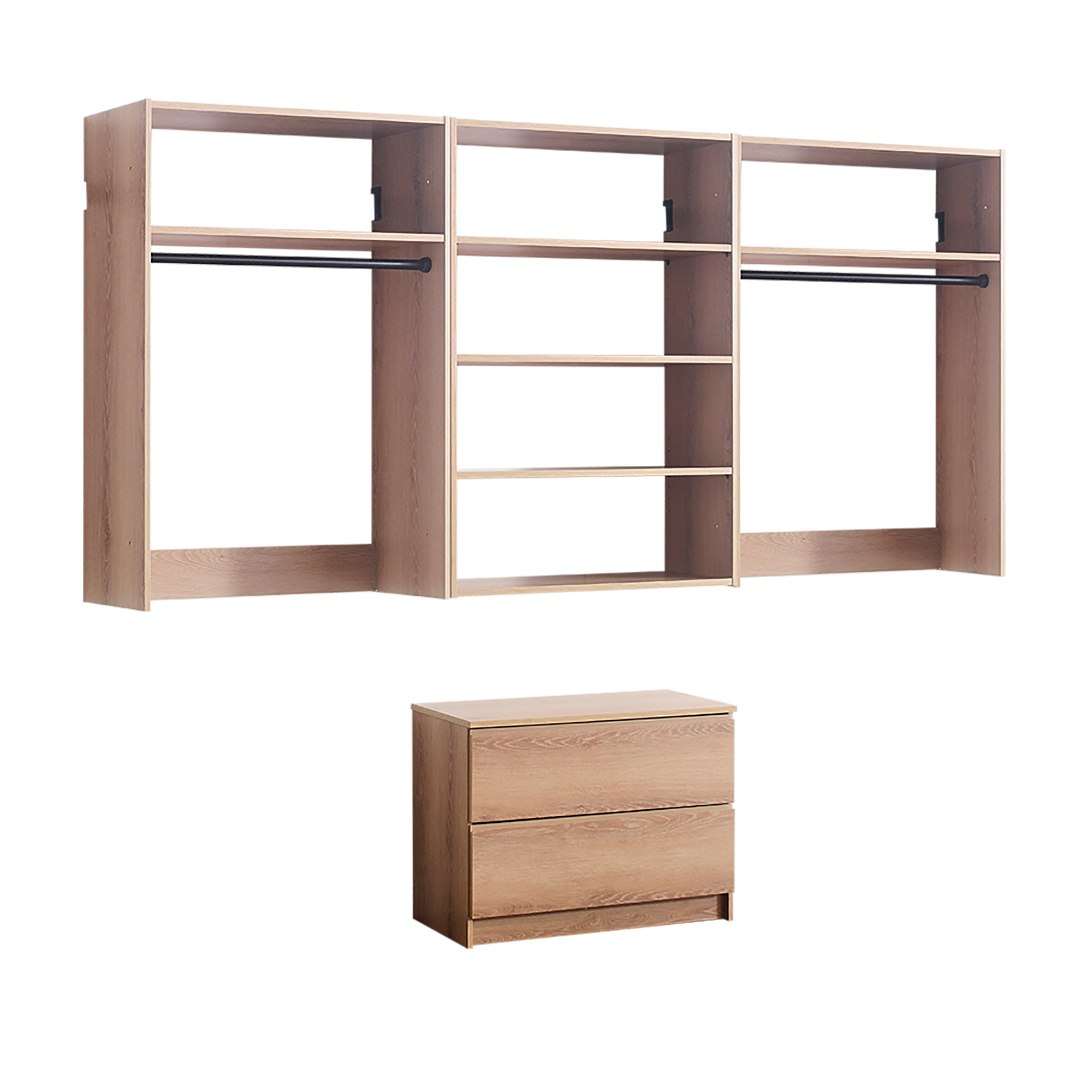 Devi Oak Modular Wall Mounted Wood Closet System