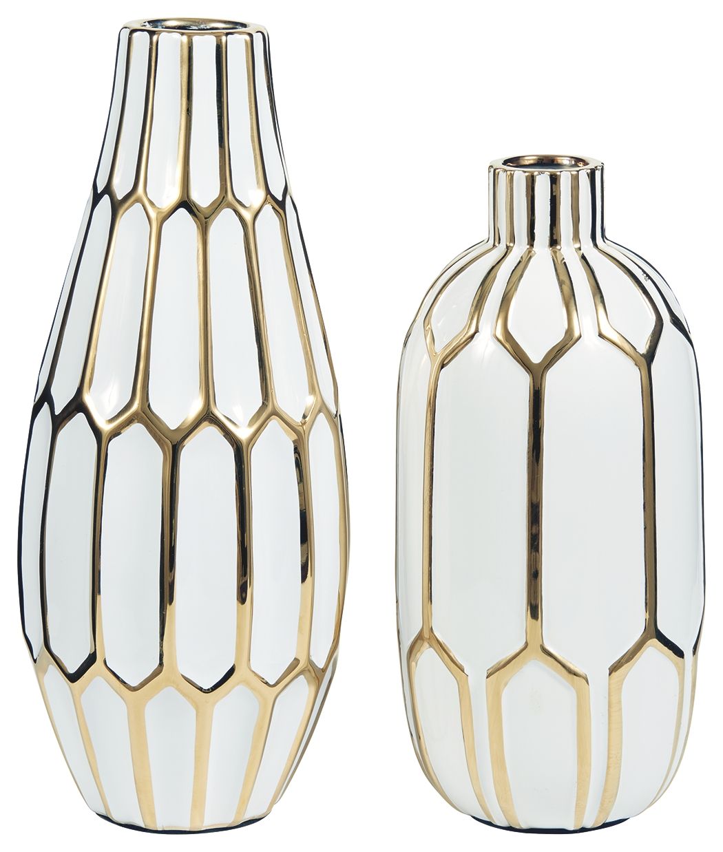 Mohsen Gold Finish / White - Vase Set (Set of 2)