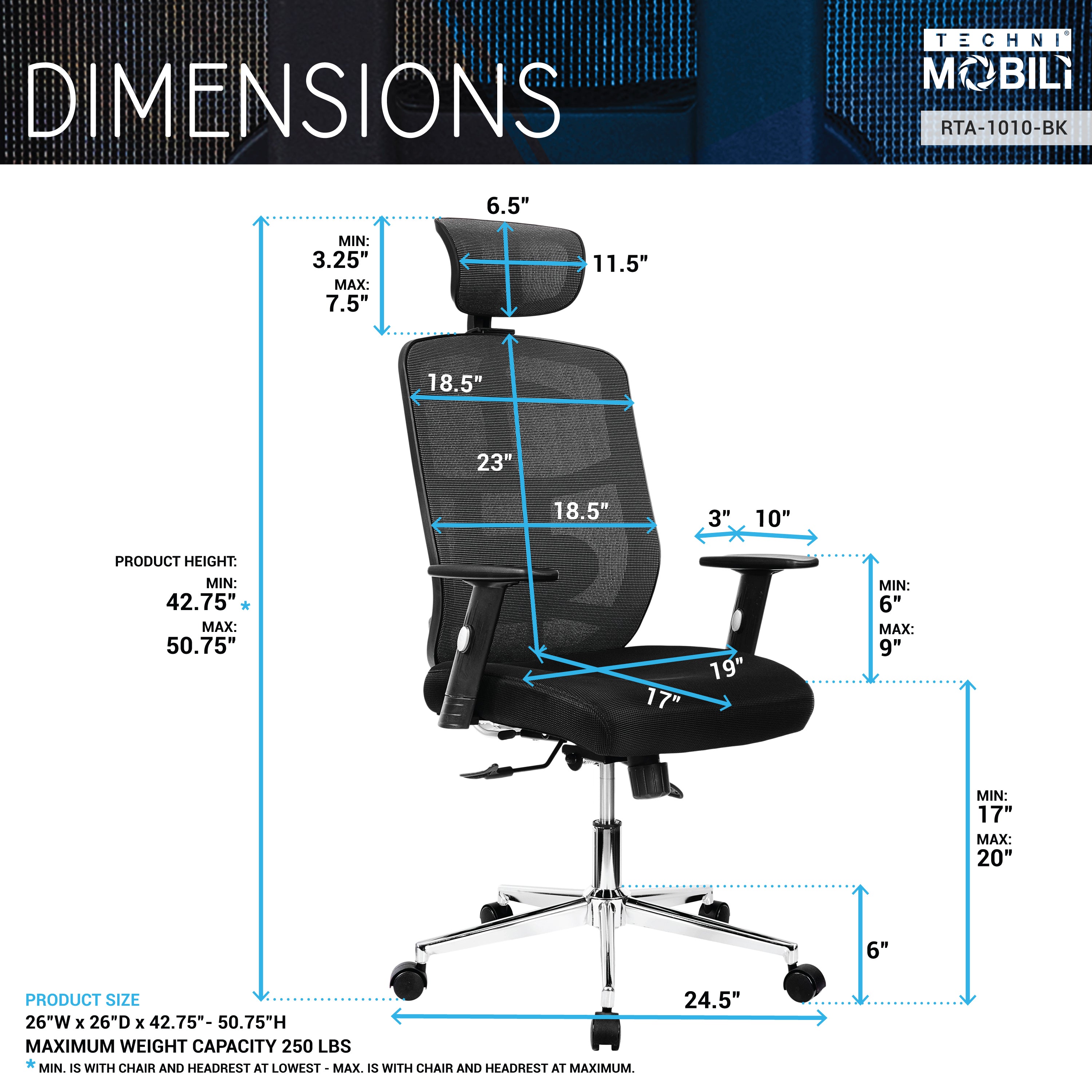 High Back Mesh Office Chair w/ Lumbar Support