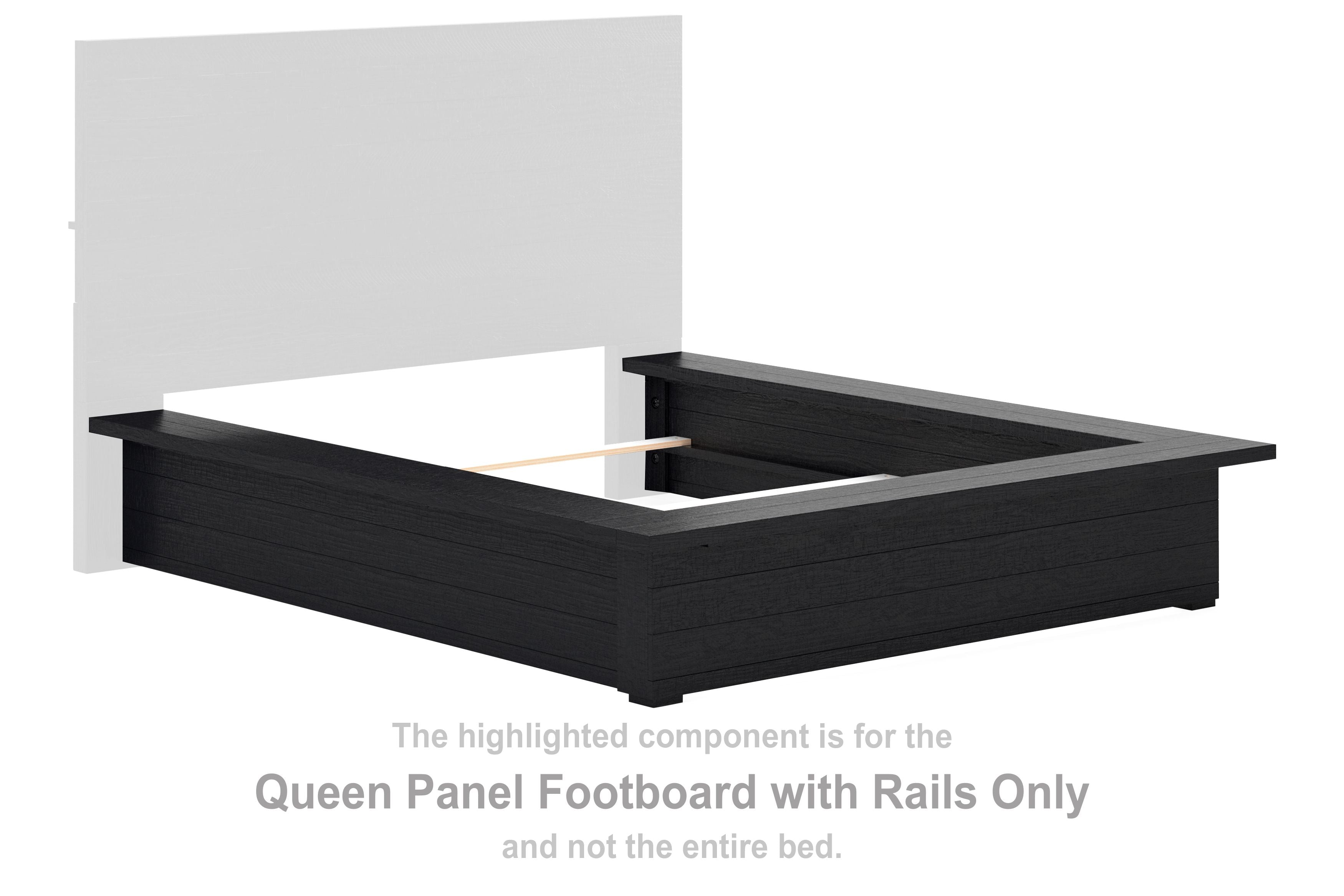 Londer - Black - Queen Panel Footboard W/Rails