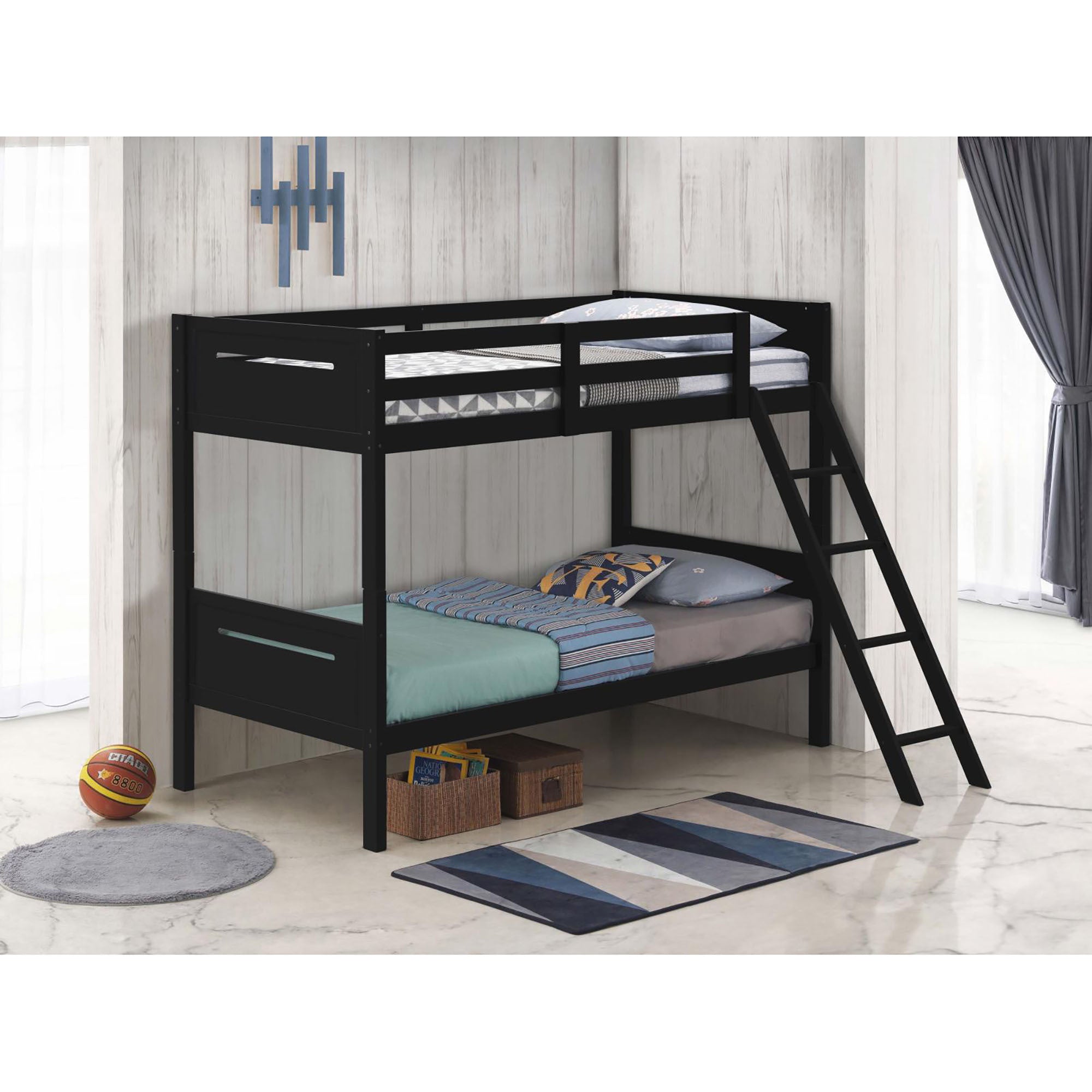 Black Twin Bunk Bed with Built-in Ladder | Space-Saving Sleep Solution