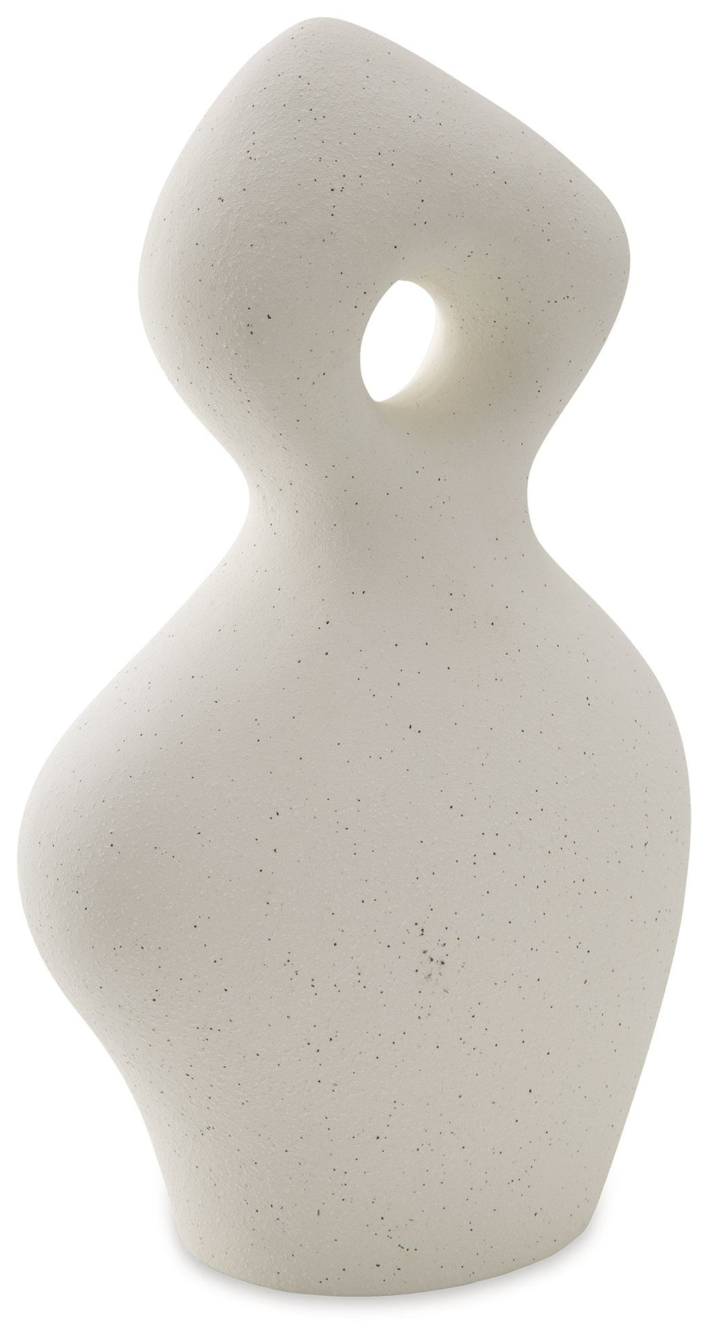Arthrow 14 in off-white sculpture, front view with circular cutout