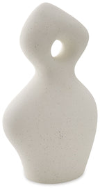 Arthrow 14 in off-white sculpture, front view with circular cutout