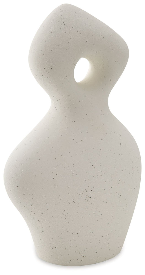 Arthrow 14 in off-white sculpture, front view with circular cutout