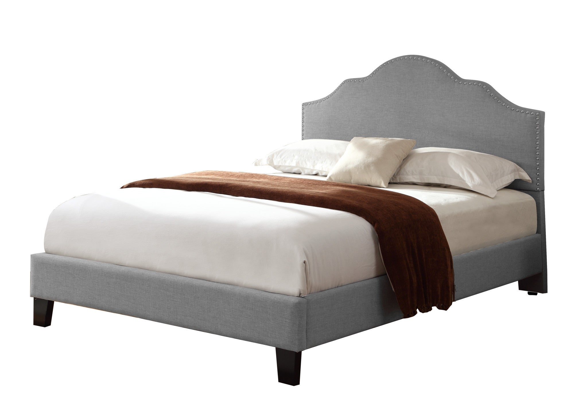 Gray California King Upholstered Bed Frame - Modern & Chic Style