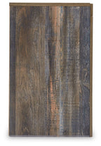 Night stand end panel with rustic weathered wood-grain finish